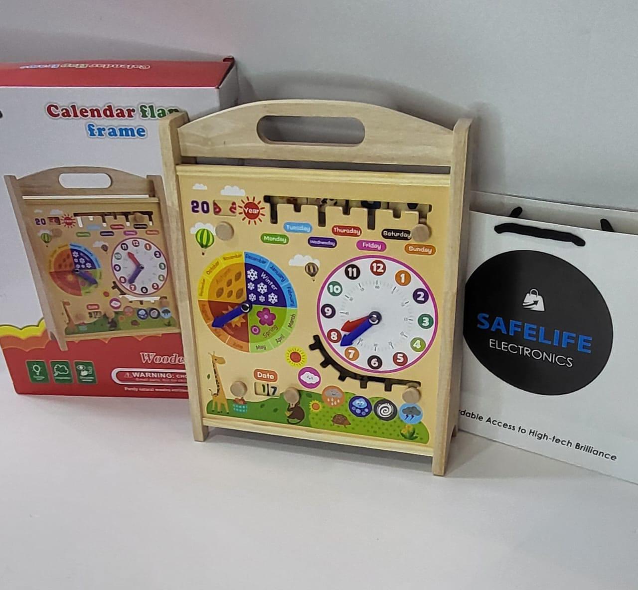 Wooden Calendar and Clock Learning Board